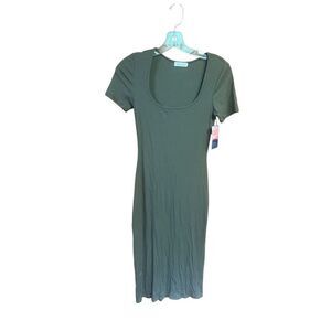 Haley & June Bodycon MIDI Dress Olive  Green Sz M NWT
